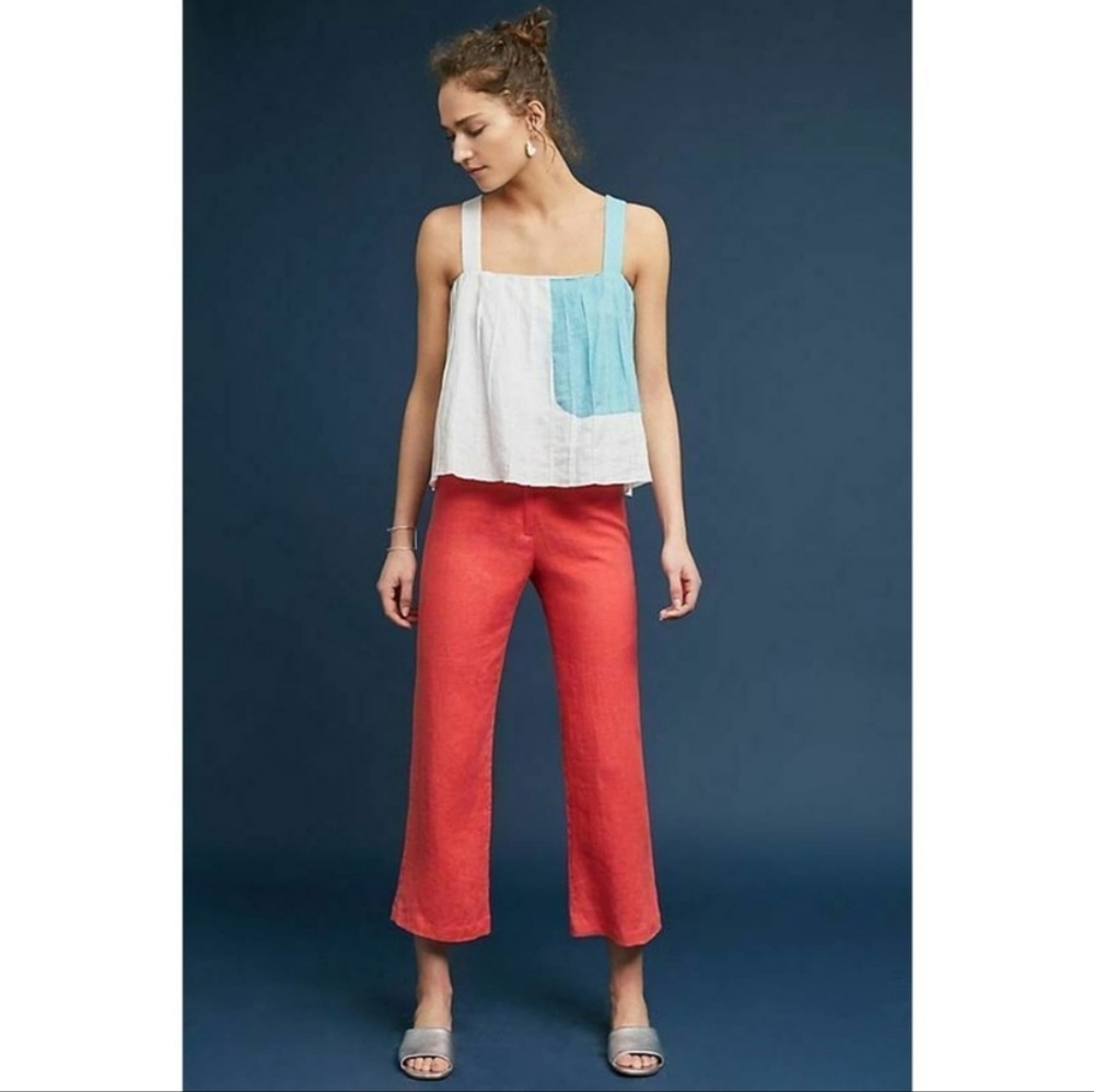 Mara Hoffman Arlene Linen Cropped Pant Pink/Coral size 8